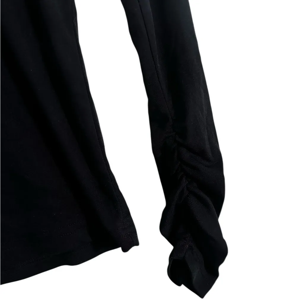 Womens Black Red Mesh Overlay Sheer Long Sleeve Top Vamp Goth Y2K Size Small - Image 4