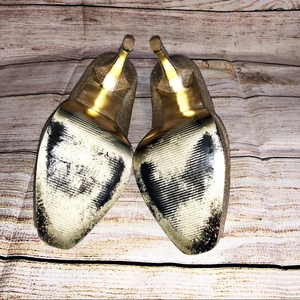 STEVE MADDEN P-Karro Gold Sequin Peep Toe Pump Size 8 - Image 10