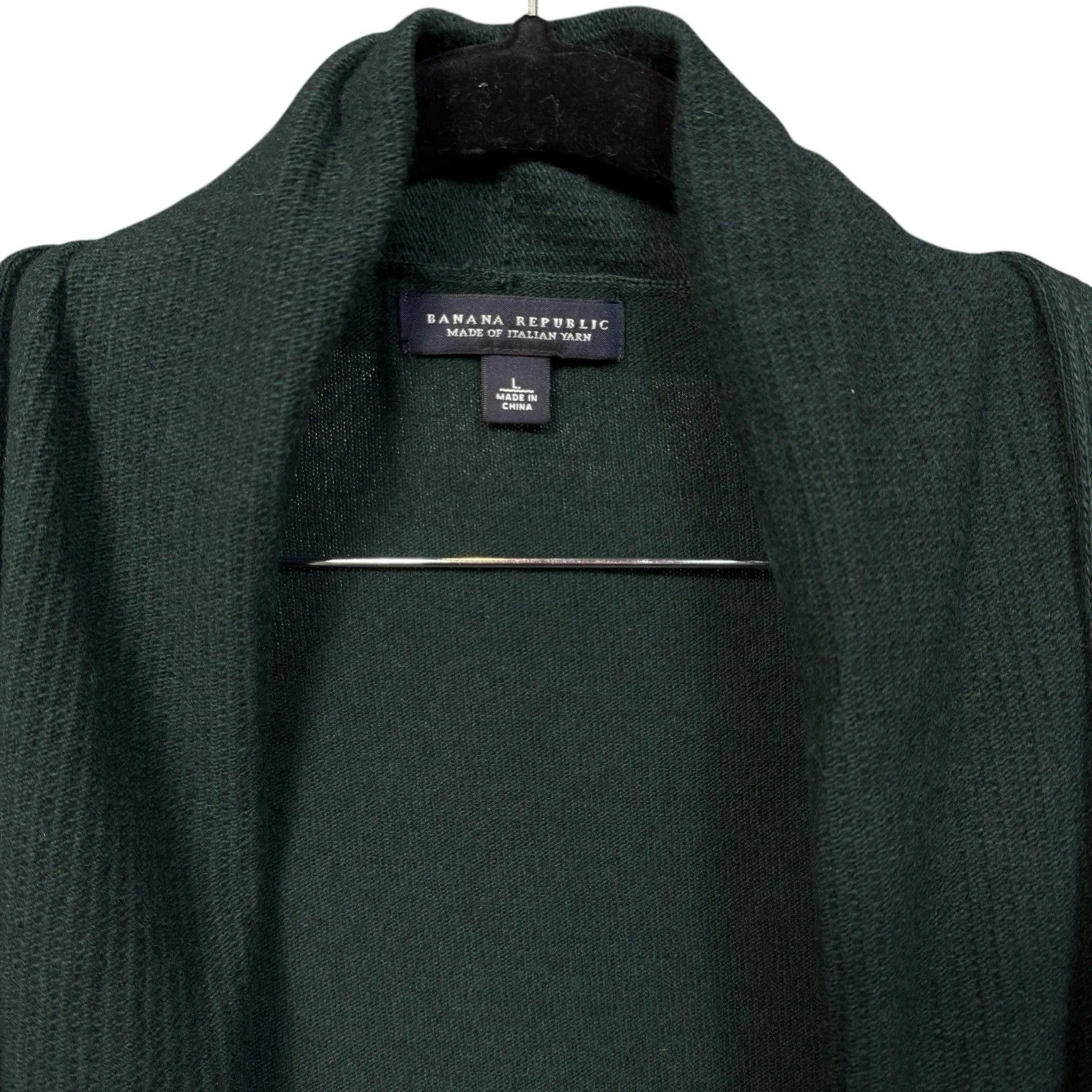 Banana Republic Womens Sweater Large Green Cashmere Wool Open Cardigan Office - Image 2