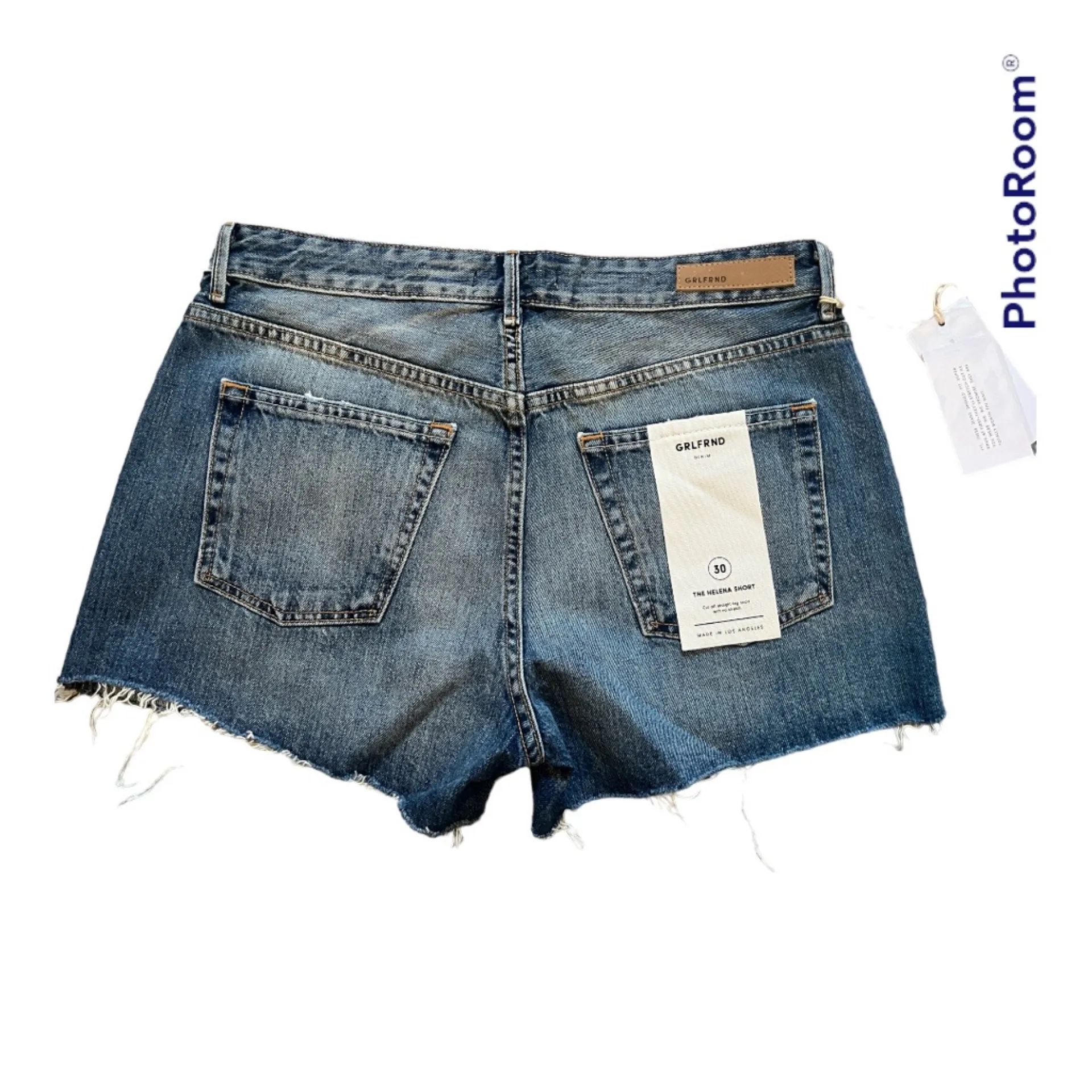 GRLFRND Blue Distressed Denim Shorts - Image 3