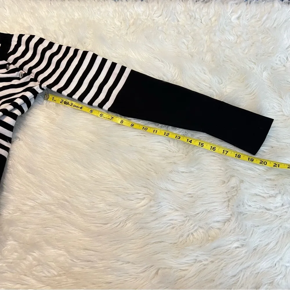 Anne Klein Striped Color Block Sweater Top Women’s Size Small Snap Detail Soft - Image 9