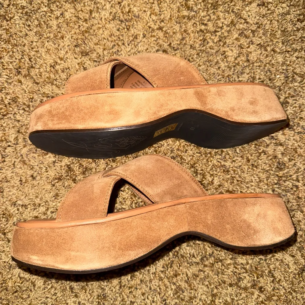 Free People Tan Suede Cross Strap Aubrey Sandals - Image 6