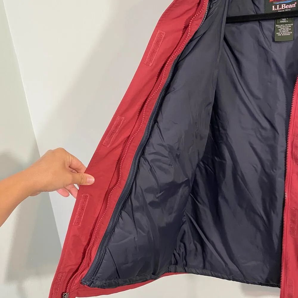 LL Bean Women's Red 2 In 1 Insulated Parka Hooded Jacket Size Small - Image 8