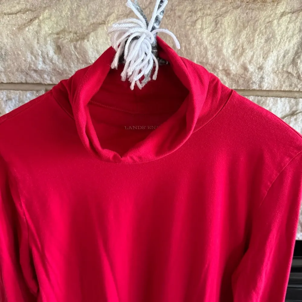 Lands' End Vibrant Red Turtleneck Medium - Image 2