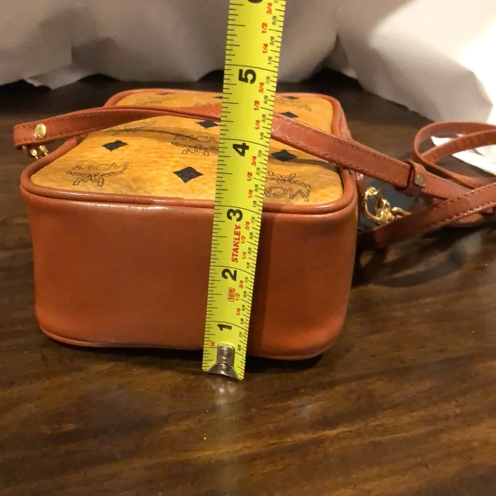MCM Cognac Vicetos Top Zip Crossbody Bag Interior/ Exterior Slip Pocket Mirror - Image 13