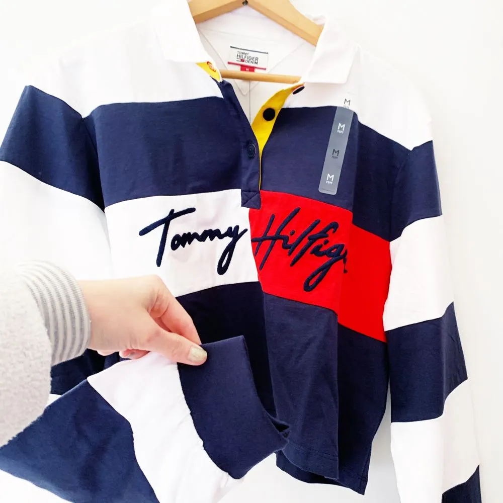 Tommy Hilfiger NWT  Cropped Striped Polo Shirt - Image 4