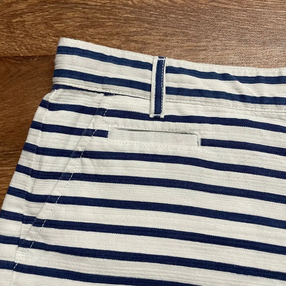 Gap Blue White Striped Welt Pocket Linen Look Cotton Shorts Womens Size 2 - Image 3