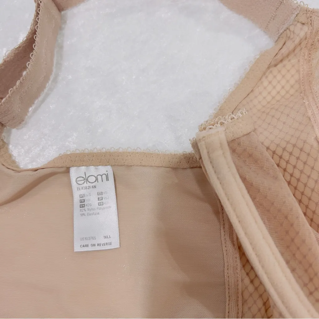 Elomi Bra Size 42 I Charley Stretch Plunge Lace Mesh Underwire Unlined Lace Tan - Image 14