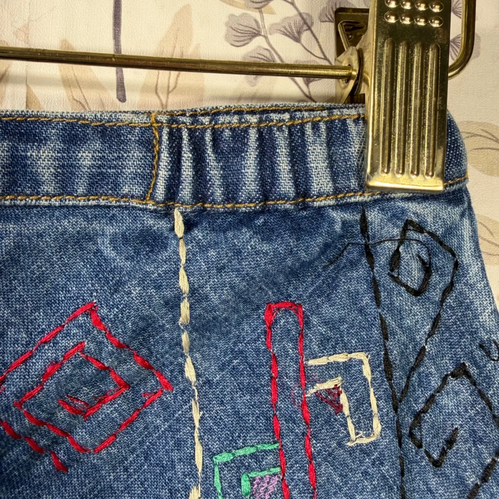 Chico's Design Vintage Embroidered Denim Maxi Skirt Size 0 XS Made in India - Image 10