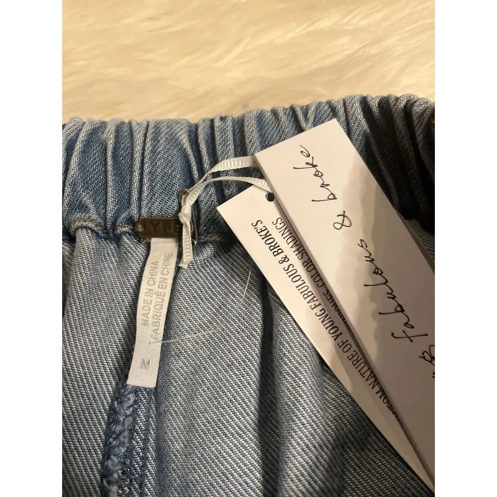 NWT Young Fabulous & Broke Calvin wide leg pleated cropped pants M - Image 9