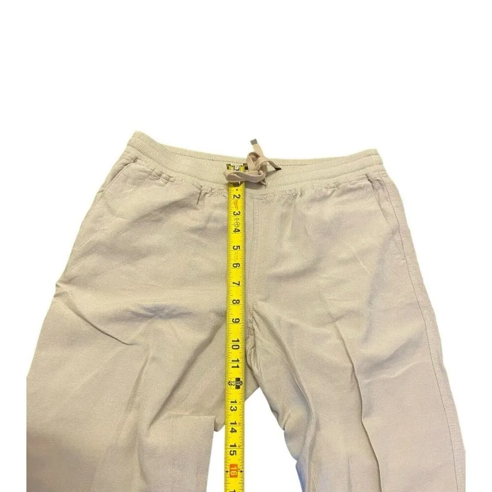 J. Jill Linen Blend Roll Up Pants XS Beige Pockets Drawstring - Image 4