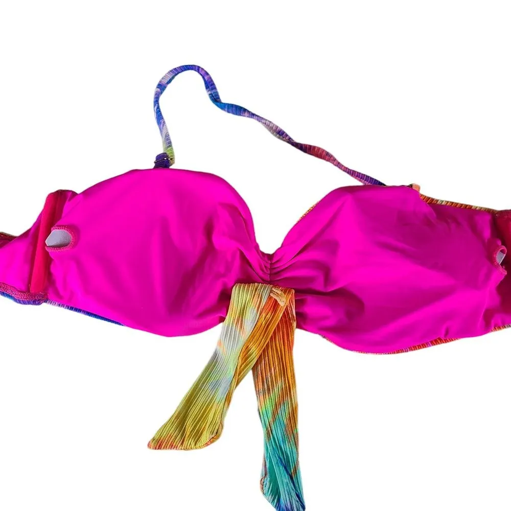 TiniBikini Bikini Swimsuit Swim Top Knot Tie Front Bow Tie Dye Size Small - Image 6