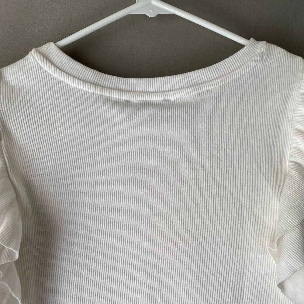 Zara‎ sz L ruffle sleeve ribbed crop tank top NWT - Image 8