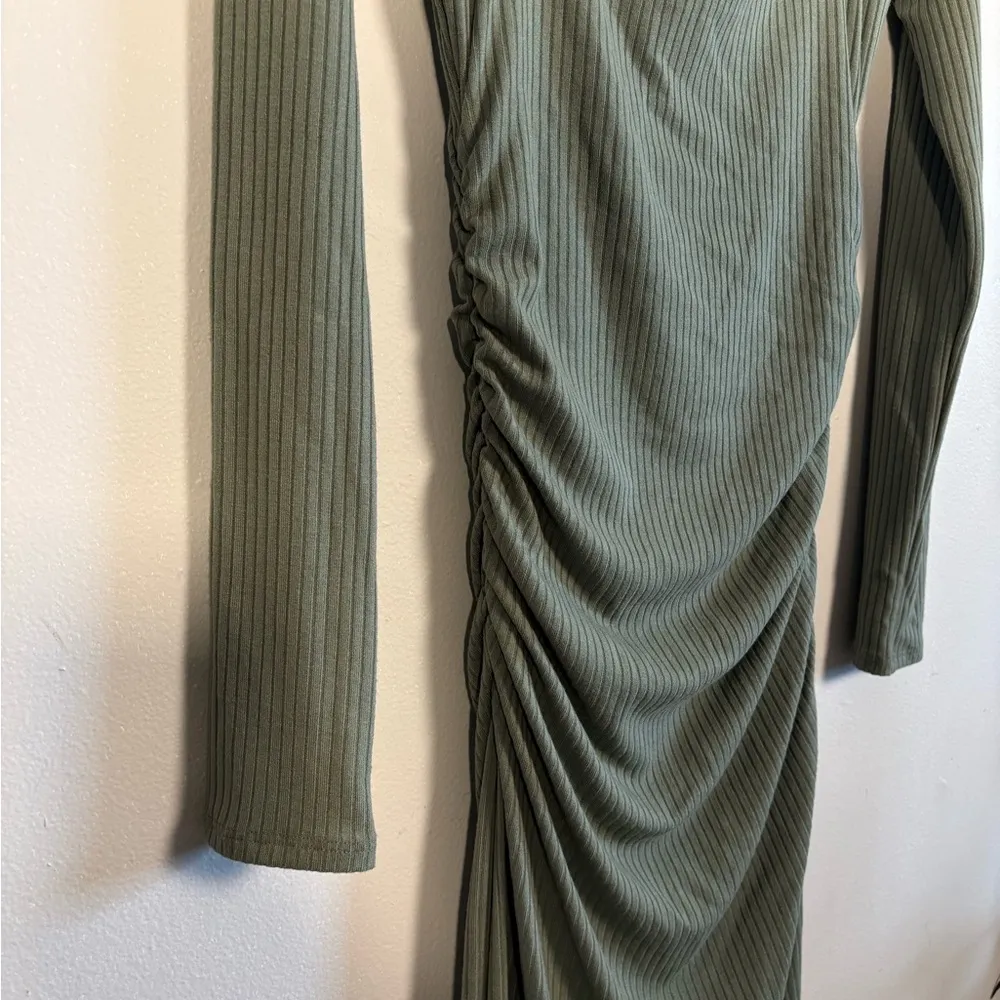 Olive Green Long Sleeve Dress - Image 4