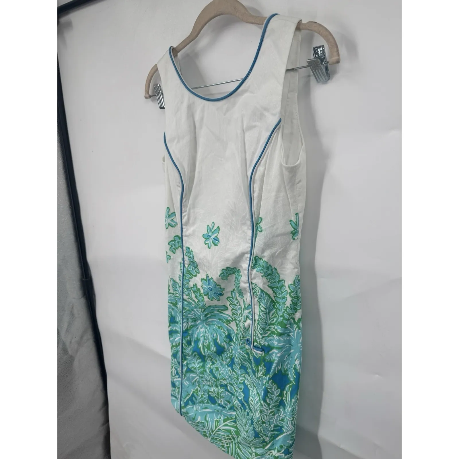 Lilly Pulitzer Carlow Shift Mini Dress Women 2 White Blue Preppy Coastal Beach - Image 9