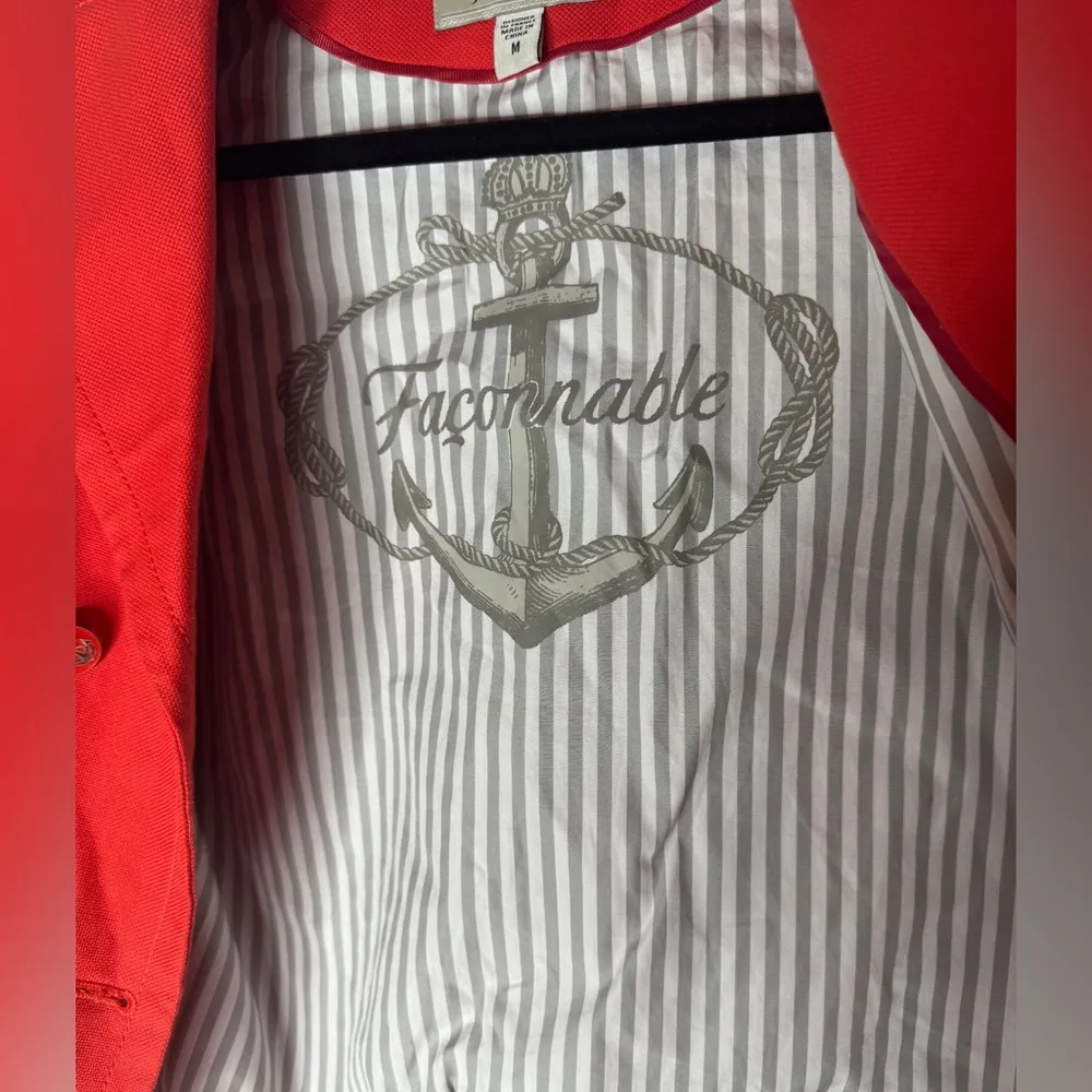 FACONNABLE Woman’s Red Nautical Blazer Jacket Cotton Anchor Size M - Image 3