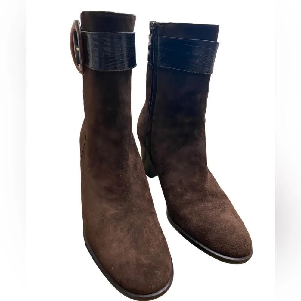 Salvatore Ferragamo Brown Suede Pants Boots - Image 5