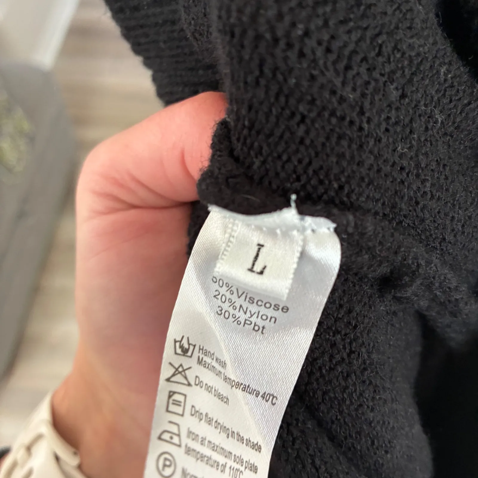 Black Knit Lounge Set Sweater Pants Athleisure Cozy Casual Size L - Image 5