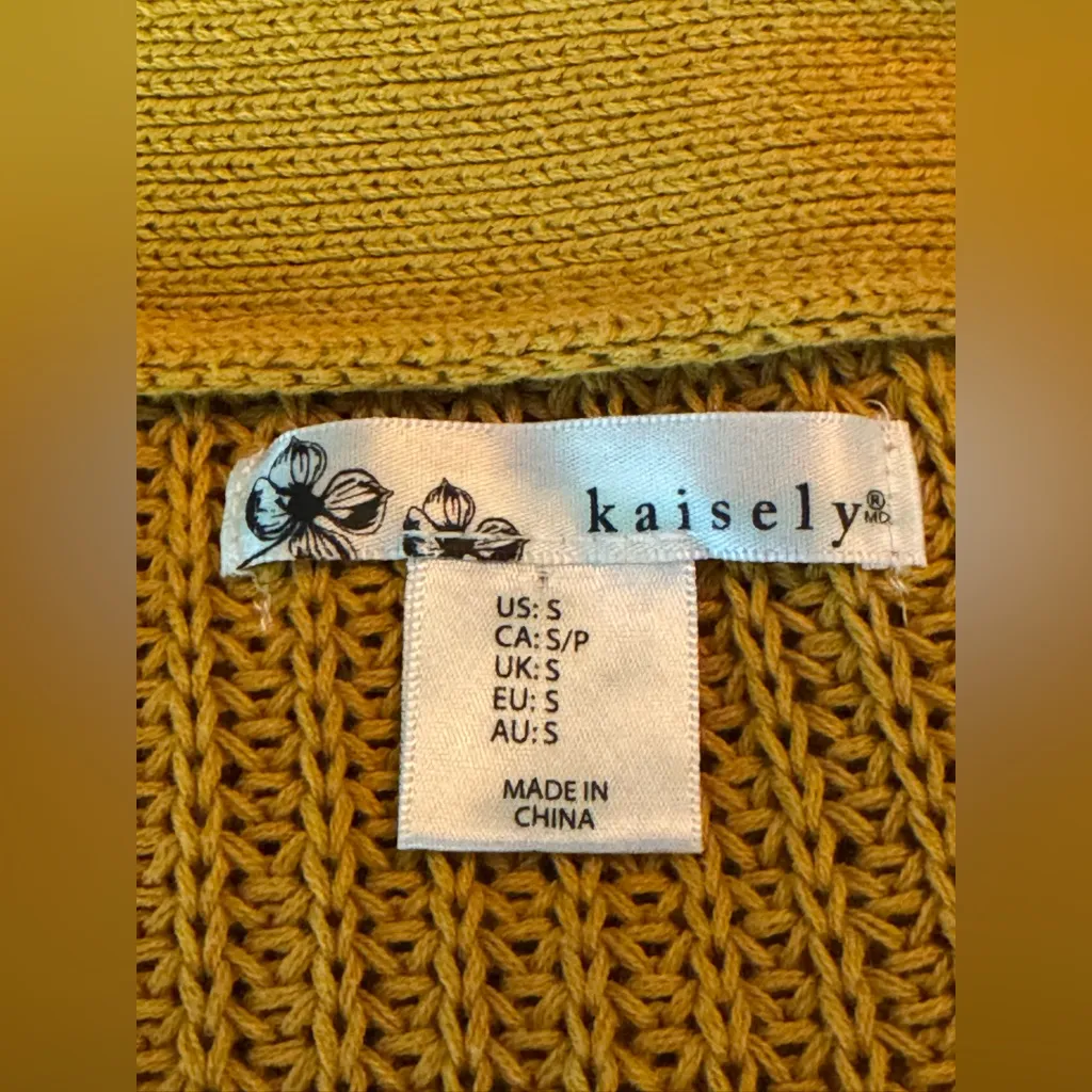 Kaisely Mustard Yellow cozy knit V-Neck Lace-Up Sweater - Image 4