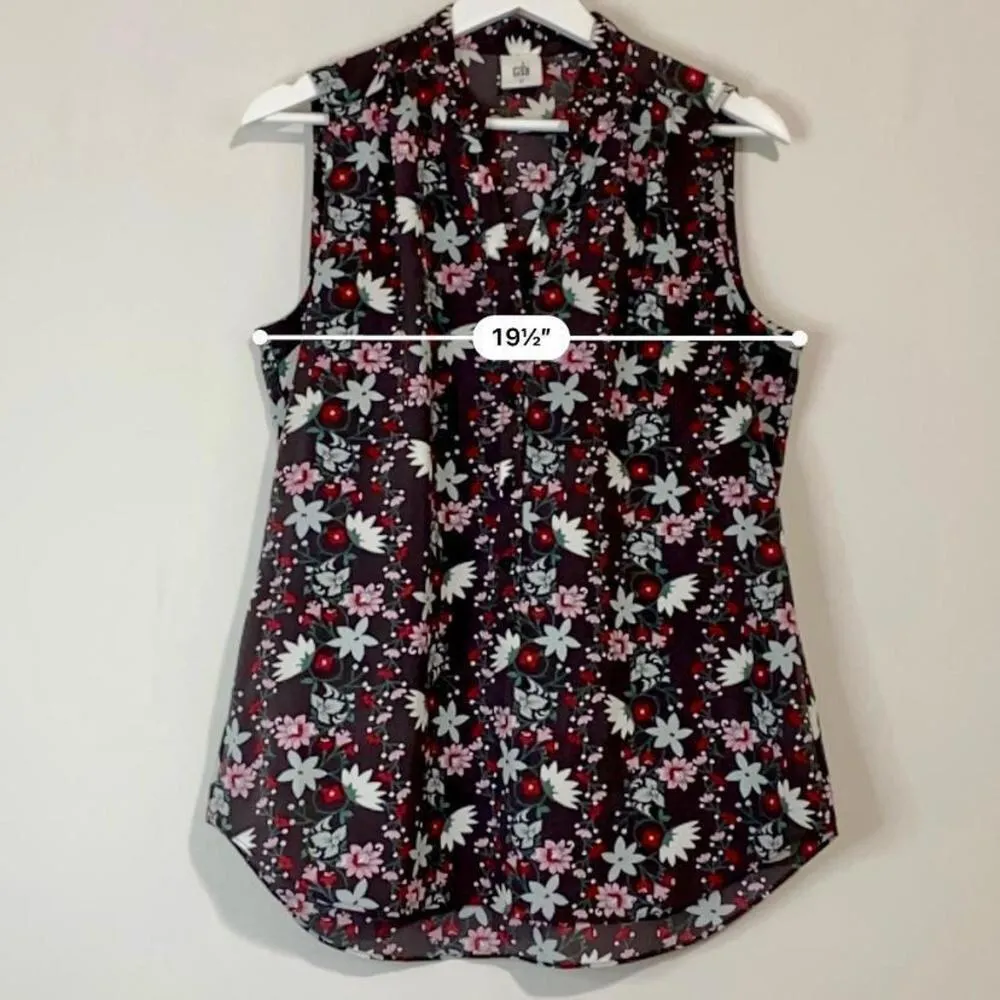 Cabi Women’s Plaza Fiesta Floral Tank Top Blouse Grey Size Medium EUC - Image 7