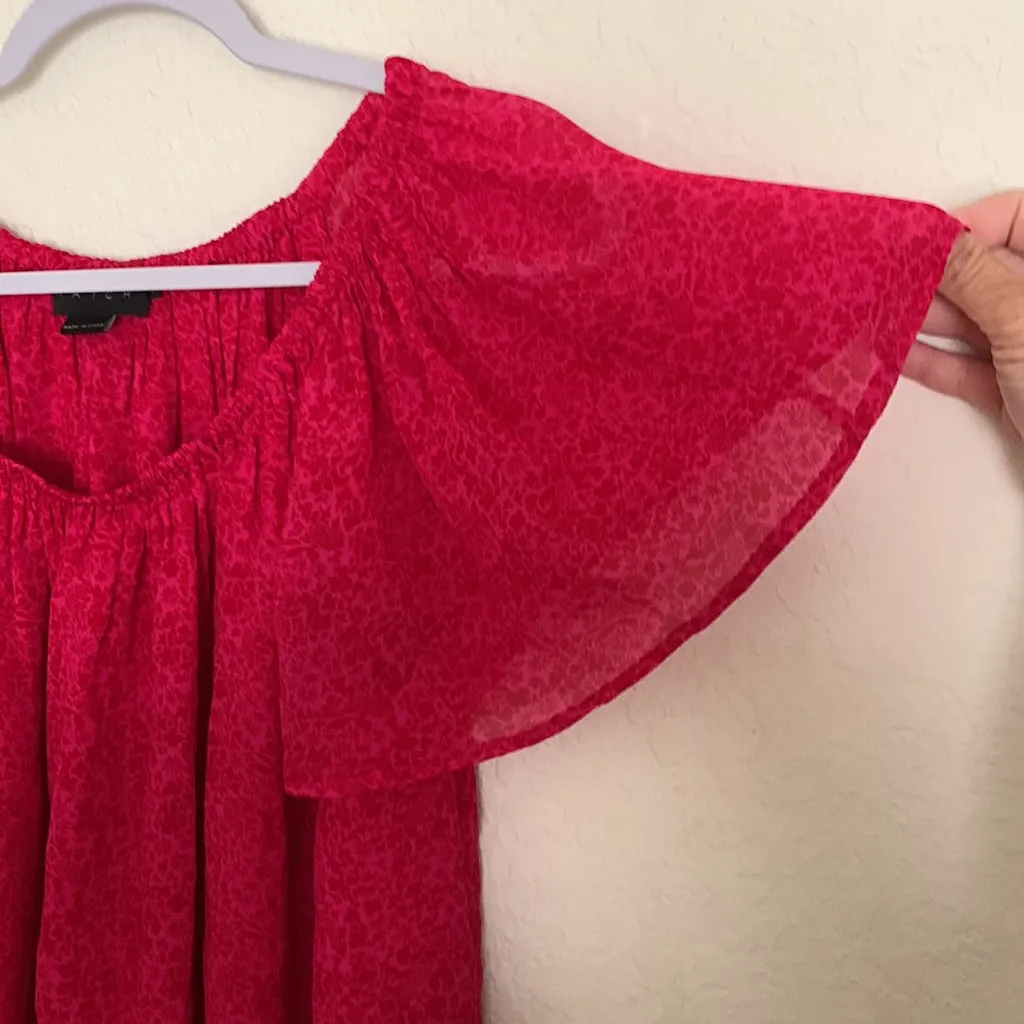 HATCH Red and Magenta Floral Blouse Size 1 (2 - Image 9