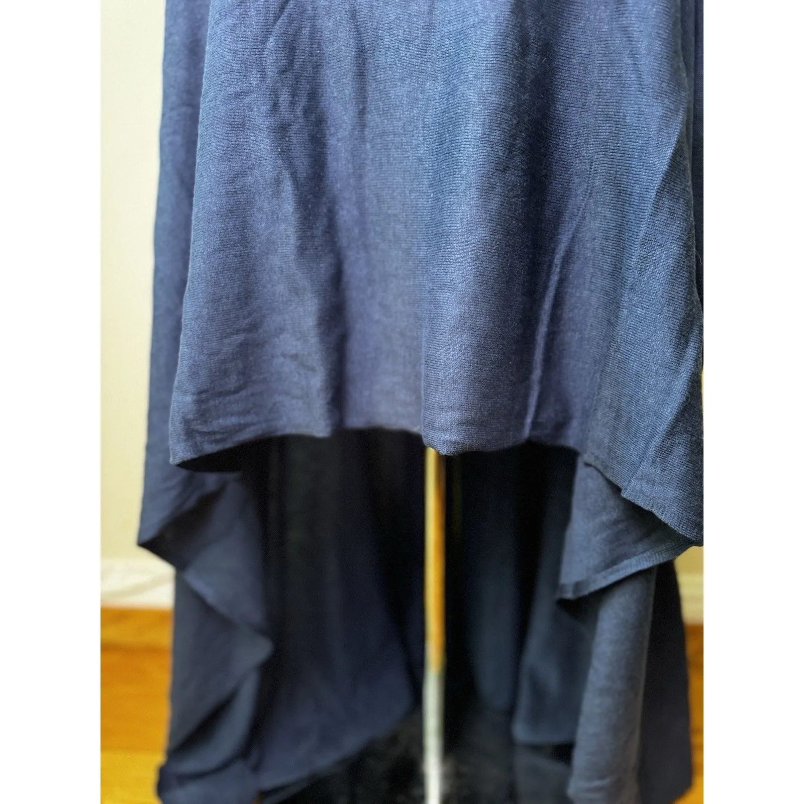 DKNY Women’s Open Duster High Low Cardigan Silk Cashmere Blend Navy Blue Size S - Image 11