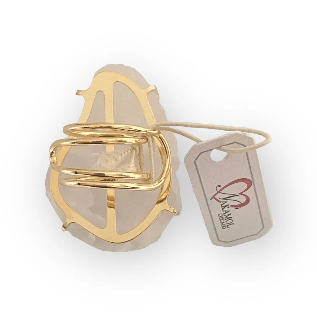 new Nakamol Jewels ☀︎︎ Thai Raw Organic Quartz Ring ☀︎︎ Gold Tone ☀︎︎ Sparkling White - Image 2