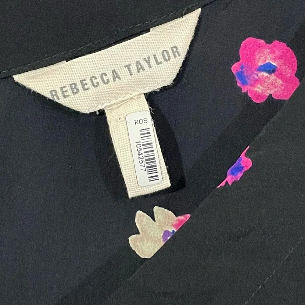 Rebecca Taylor Floriana Floral Stretch Silk Tank - Black - 8* - Image 9