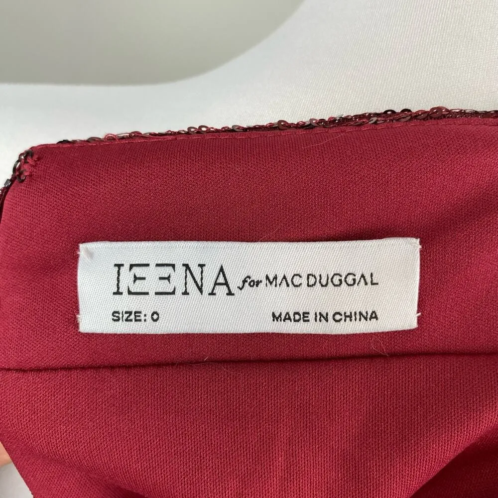 Mac Duggal Wine Sequined Criss Cross Cutout Long Sleeve Gown Size 0 $498 26739 - Image 12