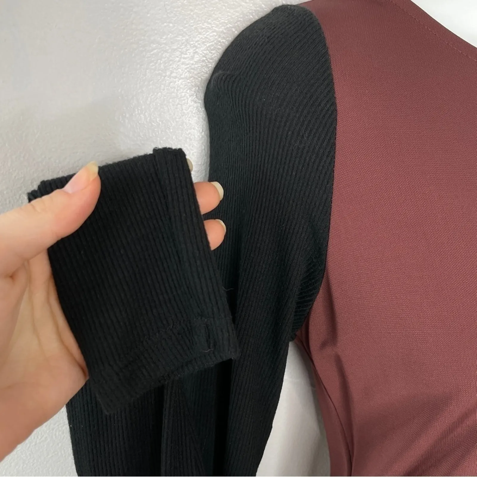 MAGGIE WARD Burgundy Black Tunic Mini Dress Womens Size XS Autumn Downtown Chic - Image 2