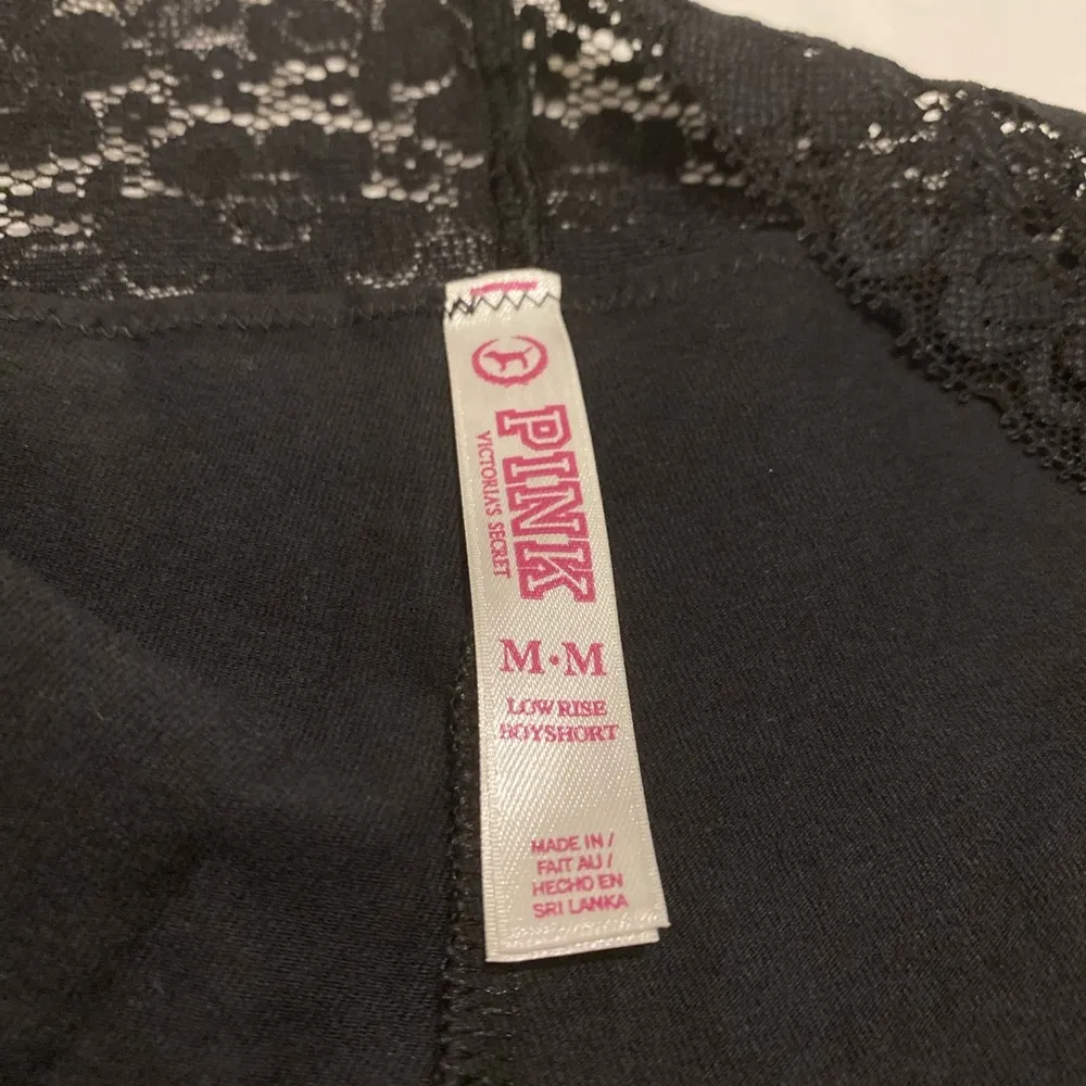 Victoria’s Secret Pink Black Low Rise Lace Trim Boyshort Size M New Without Tag - Image 3