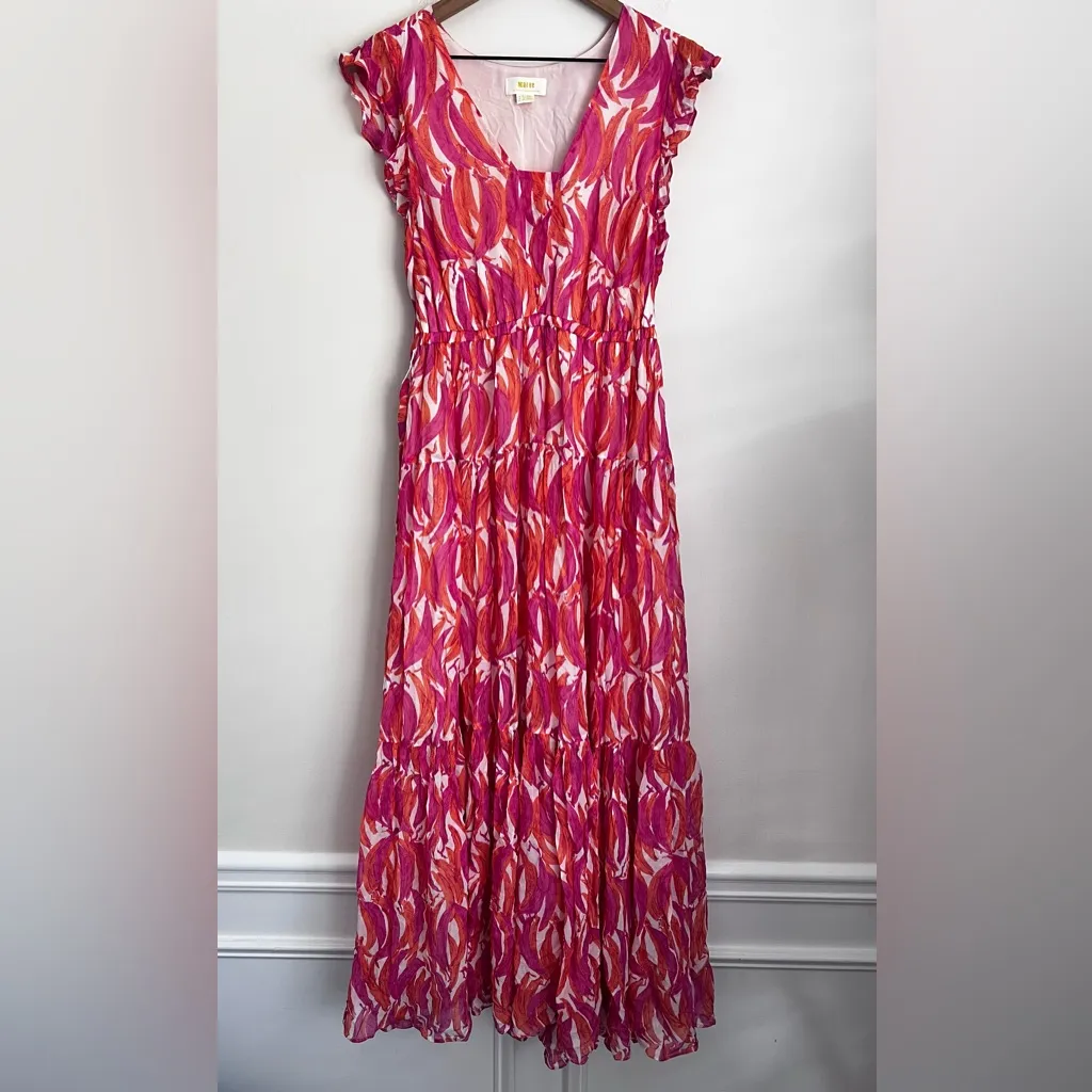 Anthropologie Maeve Banana Grove Maxi Dress flutter sleeve tiered belted flowy 8 - Image 4