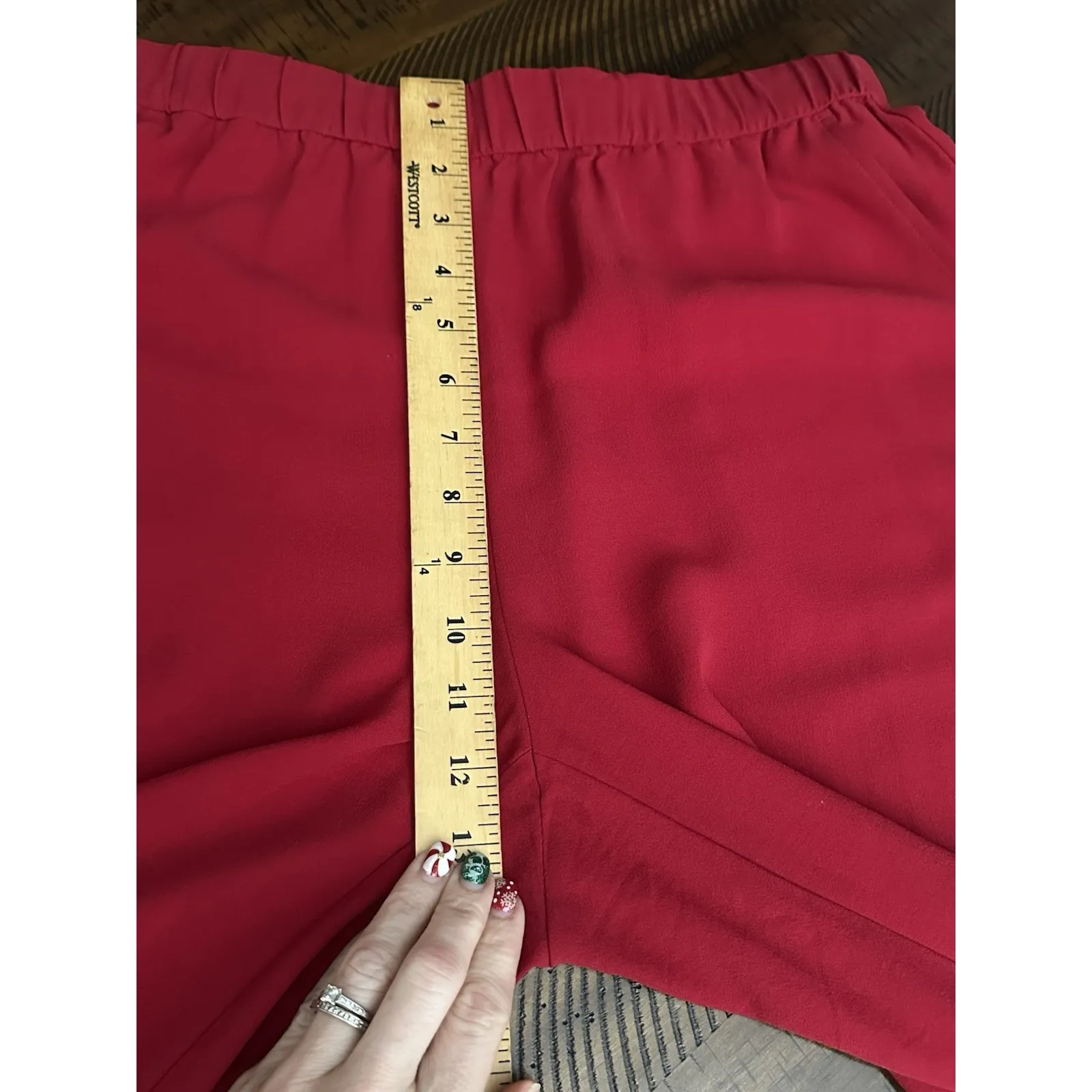 Eileen Fisher Pants Women's Sz Medium Red 100% Silk Wide Leg Dressy #CD7-0 - Image 5