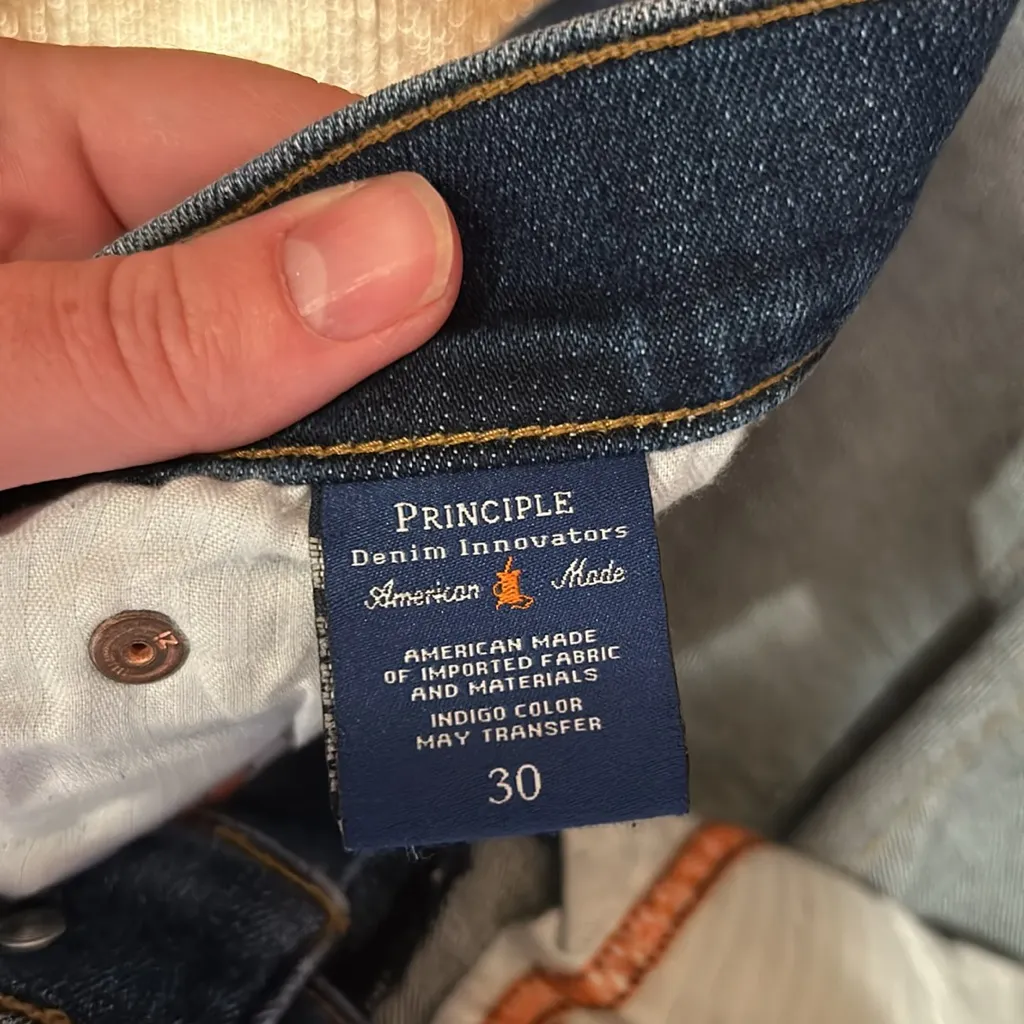 Women’s Principle denim jeans size‎ 30 preppy pink stripe dark wash straight - Image 4