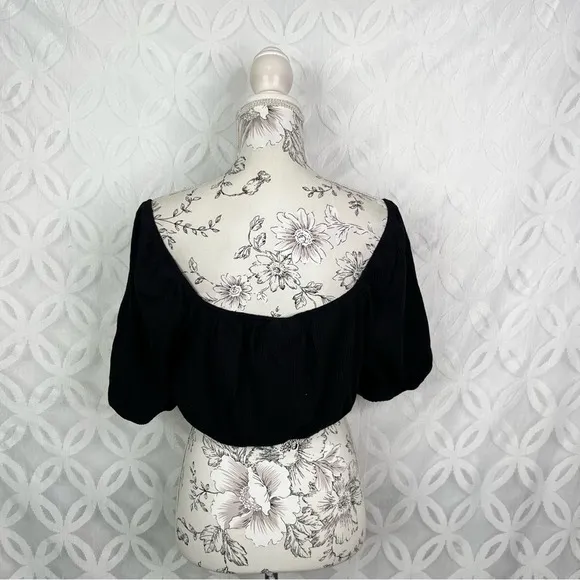 The‎ Fifth Label Ribbed Vesture Square Neck Black Cropped Top Size L NWT - Image 3