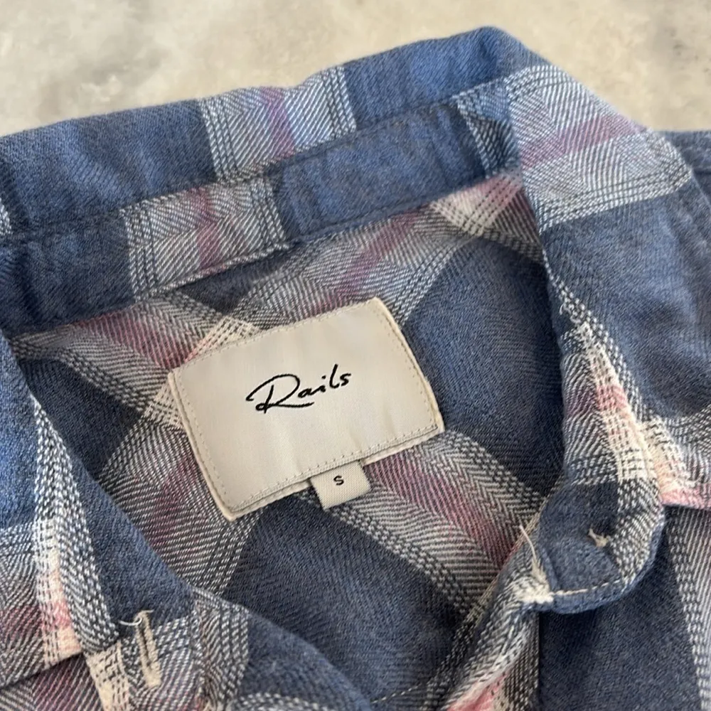 Rails Blue Plaid Flannel Shirt - Image 3