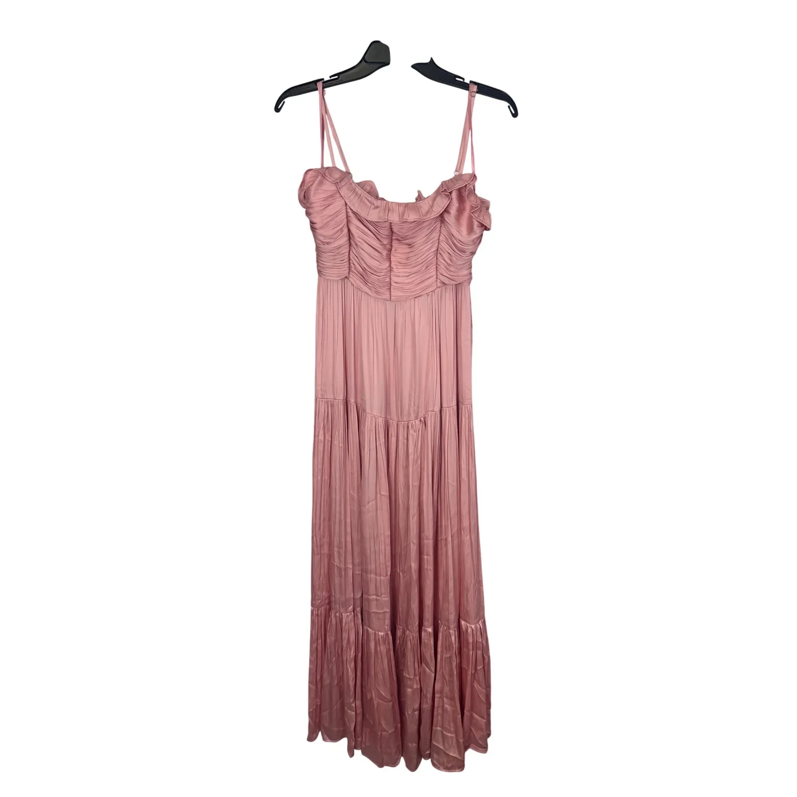 AQUA Womens Dress Size S‎ Pink Tiered Ruffle Strap Sleeveless Maxi Casual - Image 2