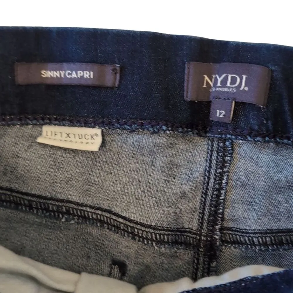 NYDJ Women's Size 12 Blue Capri Jeans Dark Wash Lift Tuck Technology - Image 4