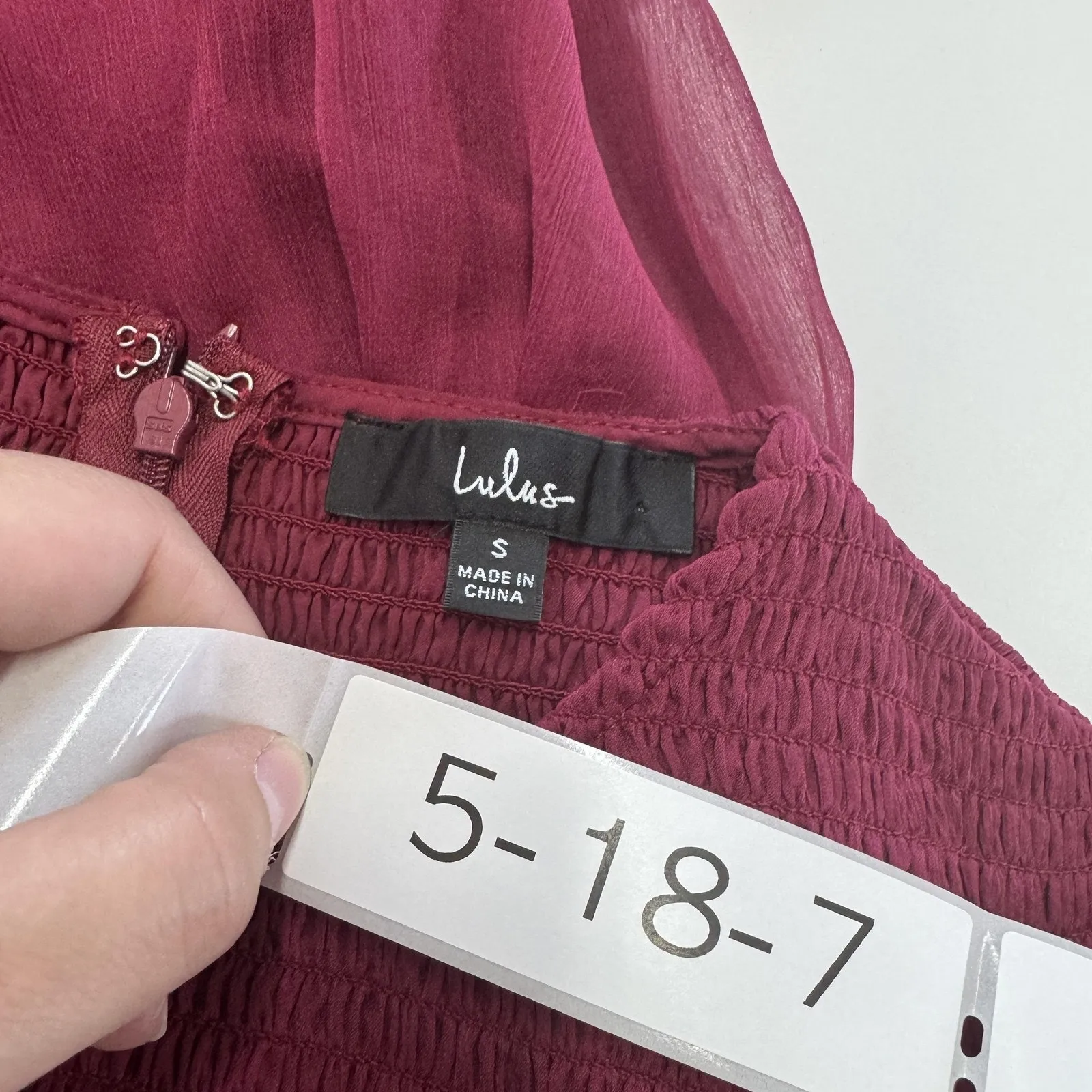 Lulus Dress Womens Small‎ Simply the Sweetest Berry Red Long Sleeve Smocked Mini - Image 7