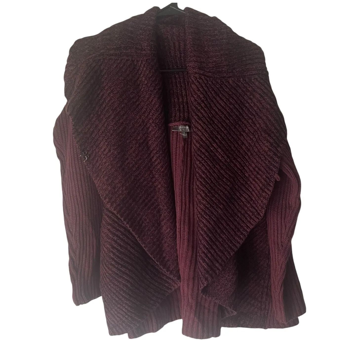 Lisa Rinna Collection Women Large Red‎ Maroon Wrap Cardigan Chunky Sweater Red - Image 2