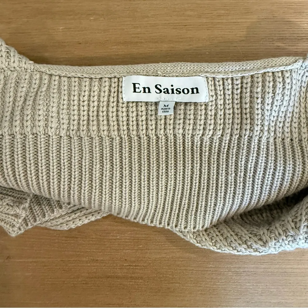 En‎ Saison Knit Crochet Crop Top Bralette Size Medium EUC Tan - Image 3