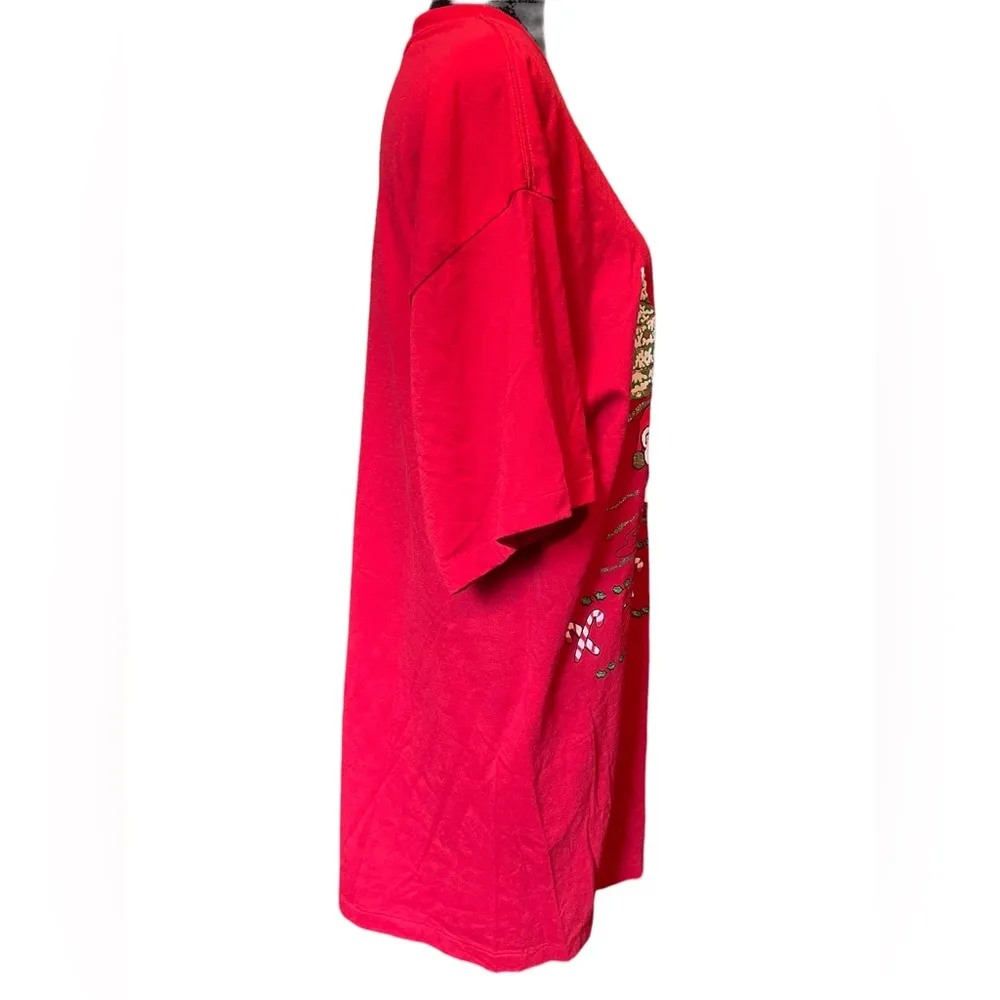 College Ware USA Vintage 90s Red Holiday Festive Christmas Novelty T Shirt Dress Size undefined - Image 6