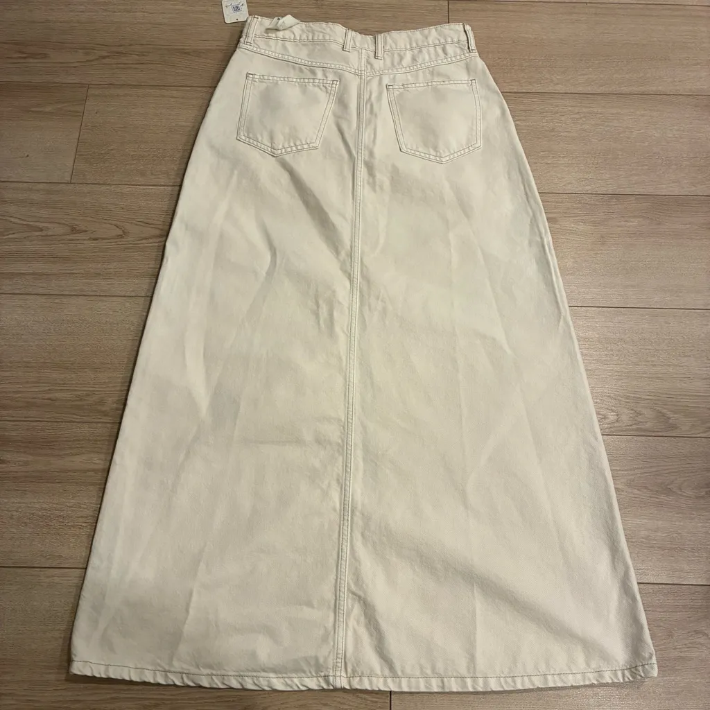 NWT We the Free People Come As you Are Denim Maxi Skirt Ivory Size 6 - Image 10