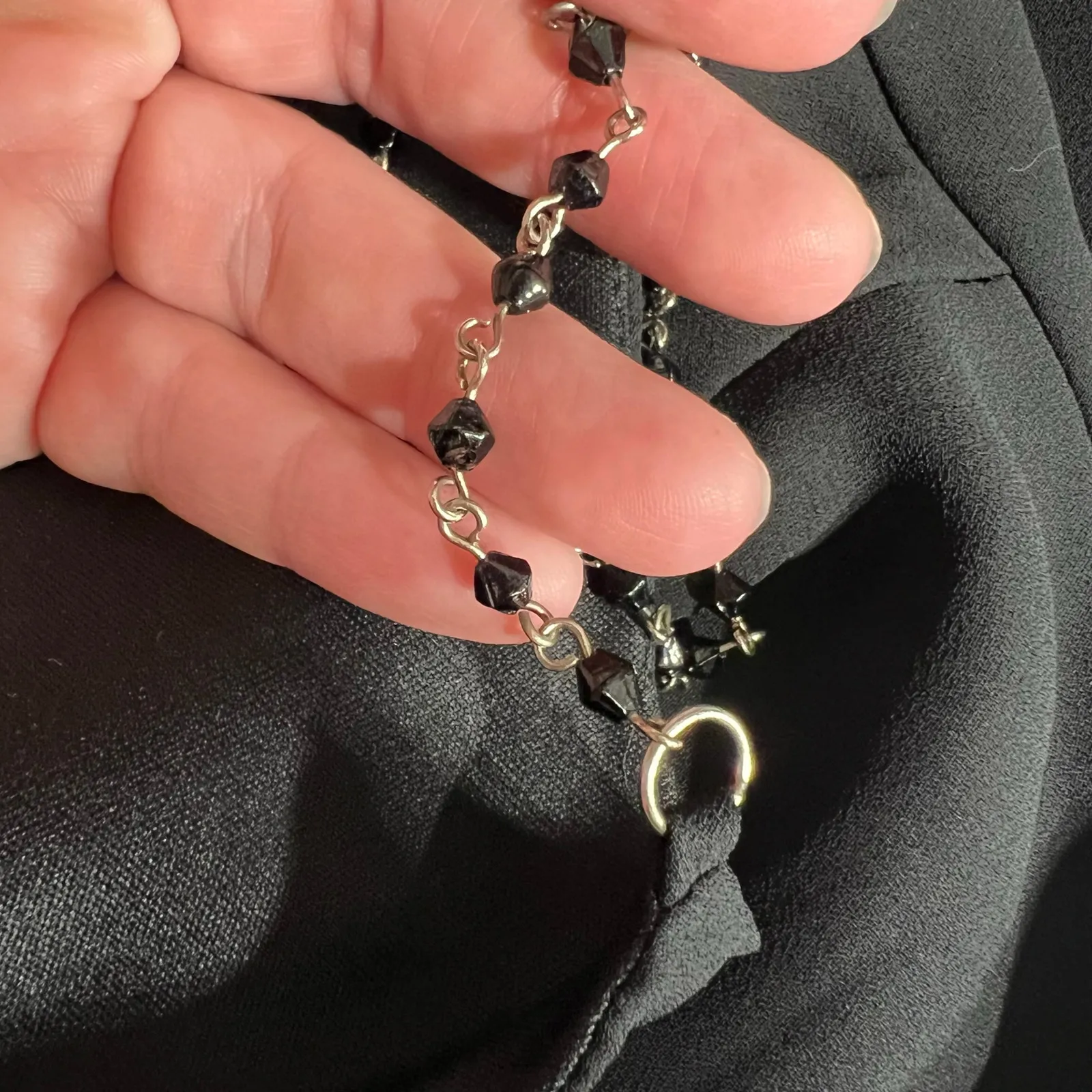 Studio Y Womens Y2K Midi Sheath Dress Beaded Spaghetti Straps LBD Black Medium - Image 8