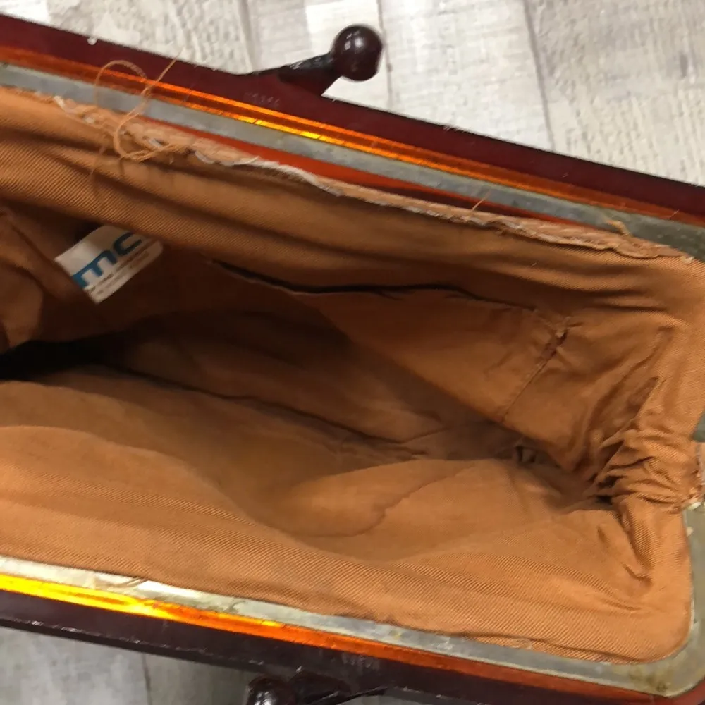 Vintage leather clutch purse Tan - Image 4