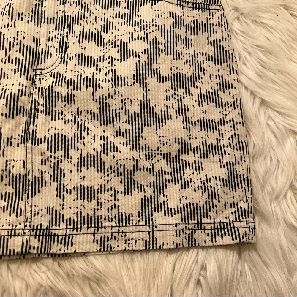 BDG Denim Mini Skirt Blue White Stripes Floral - Image 6