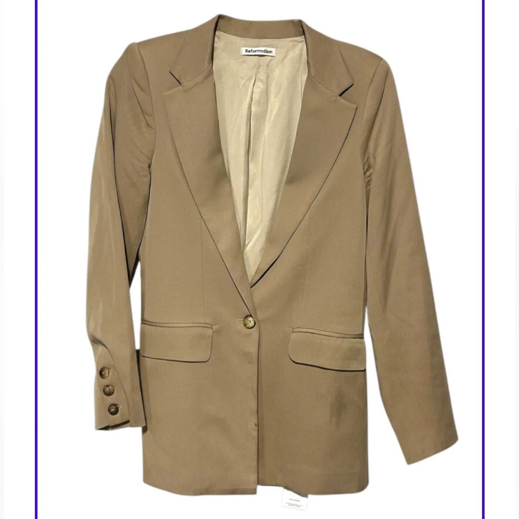 Reformation major blazer khaki tan brown small - Image 2