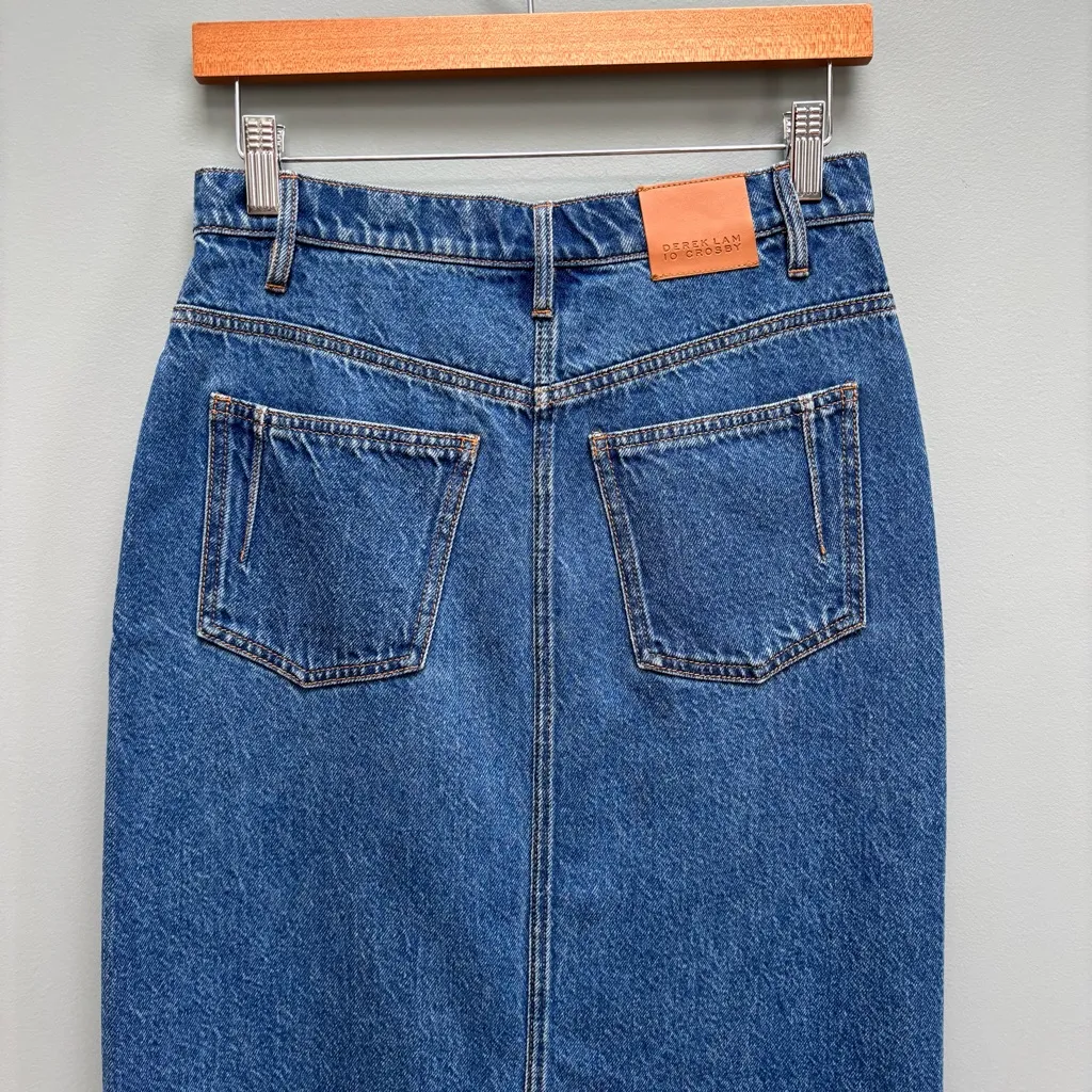 Derek Lam 10 Crosby Denim Midi Skirt Blue 27 - Image 8