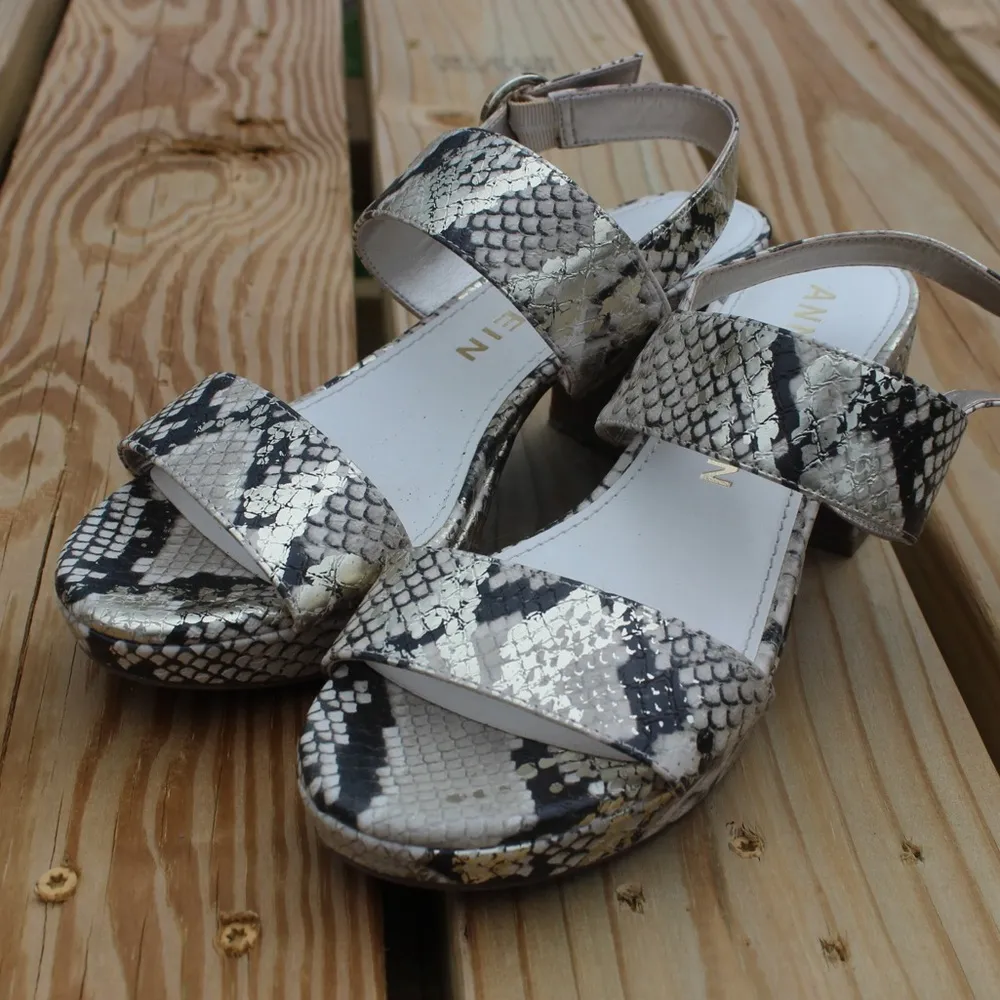 Women’s Anne Klein Padrino Metallic Snake Print Sandal Sz 8 - Image 6