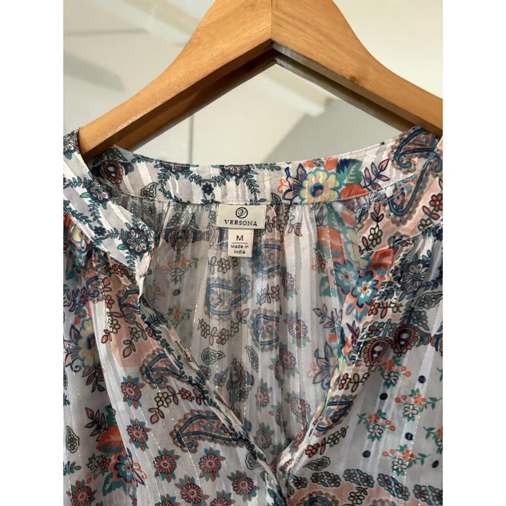 Versona Top Women's Medium Long Sleeve Sequins Black Blouse - Image 3